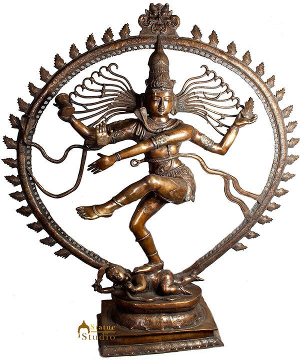 Very Large Brass Hindu Deity Dancing Shiv Nataraja Indoor Outdoor Décor 6 Feet - Eco-friendly - Sama Homes