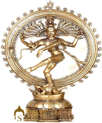 Large Hindu Religious Décor Dancing Shiva Nataraj Metal Showpiece 4.5 Feet by vendor-unknown - Hindu Gods