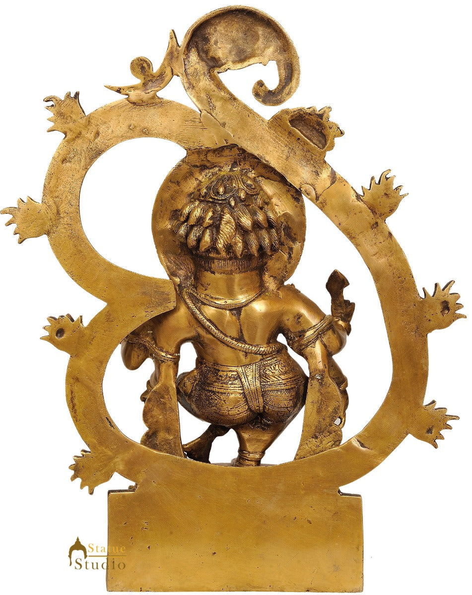 Om Aum Signage Ganesha Statue Base Brass Bronze Metal Six Arms Ganesha 16.5"