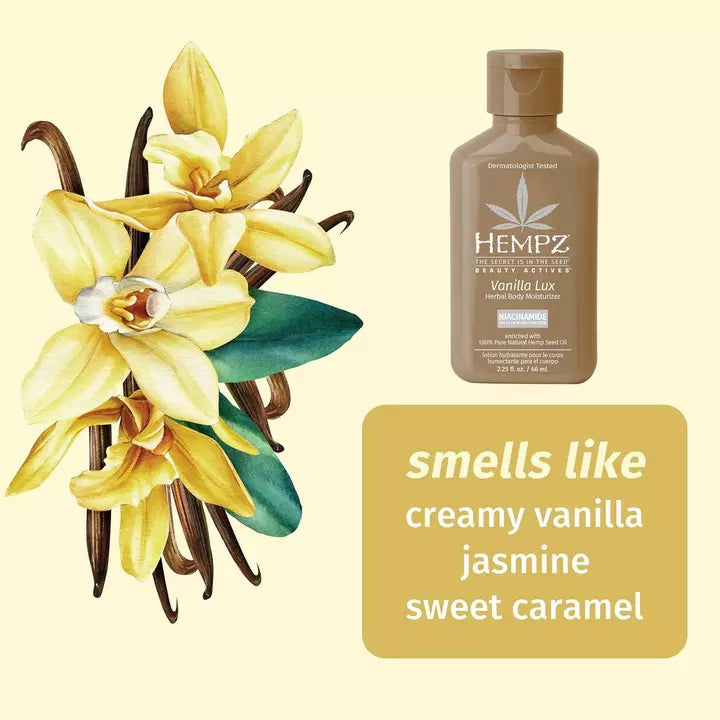 Hempz Vanilla Lux Herbal Body Moisturizer with Niacinamide 2.25oz. - Image 2