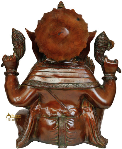 Bhagwan Ganesh Sitting Without Base Statue Brass Bronze Gift Decoration 18.5" by vendor-unknown - Hindu Gods (View 3)