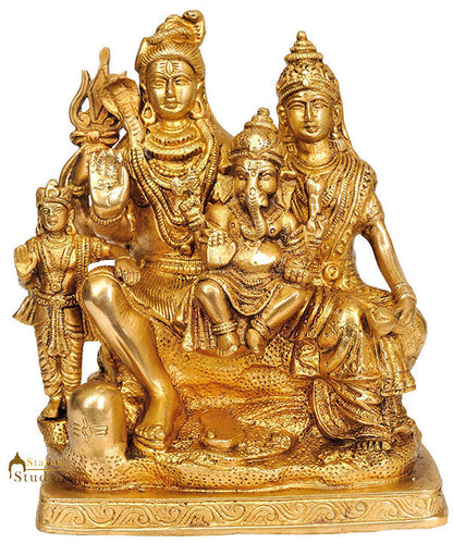 Brass Lord Shiva Family Goddess Parvati Baal Ganesha Lord Kartikeya Sculpture 8" by vendor-unknown - Hindu Gods (View 3)
