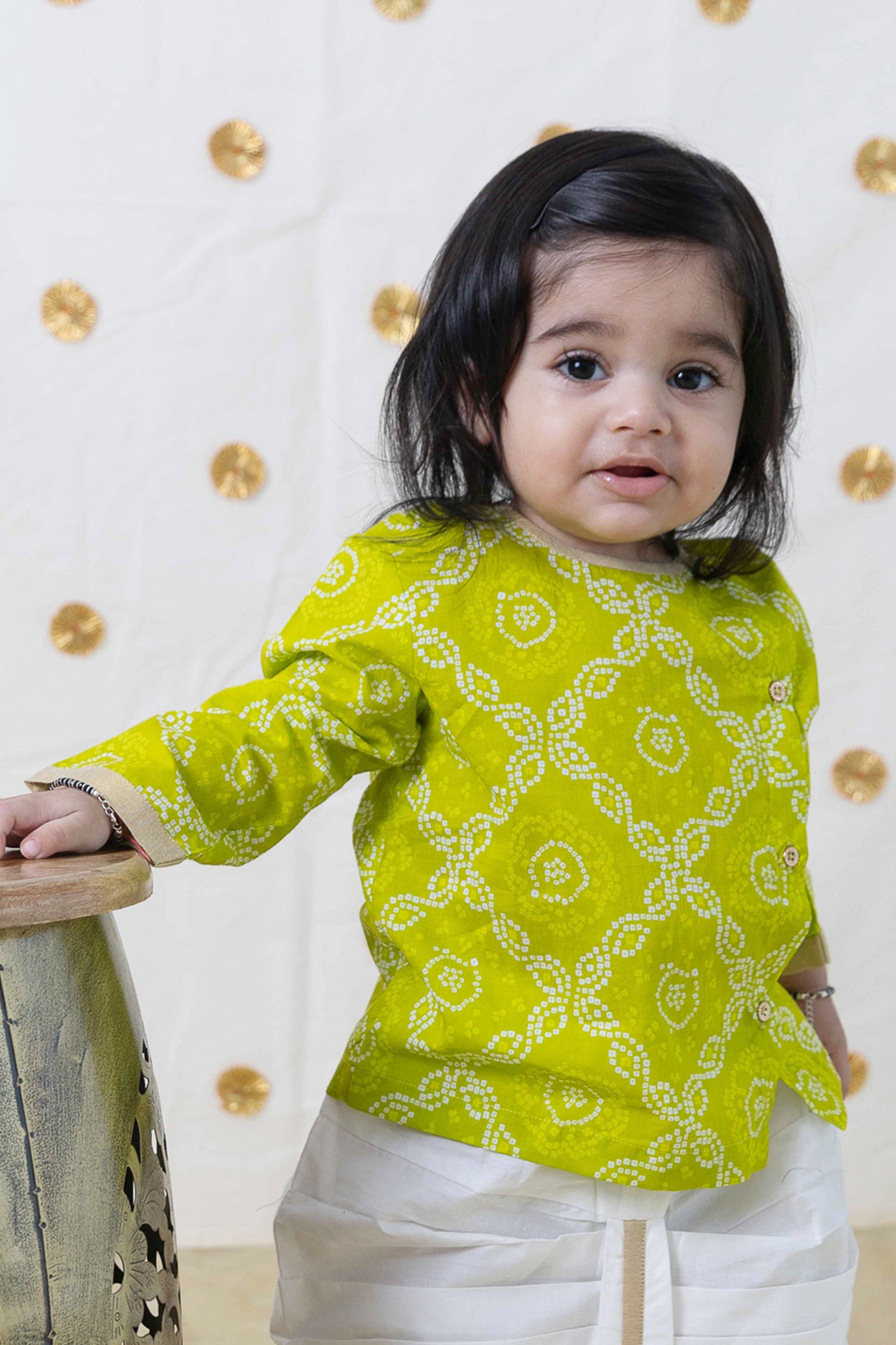 Mini Maharaj Dhoti Kurta Set - Green - Image 2