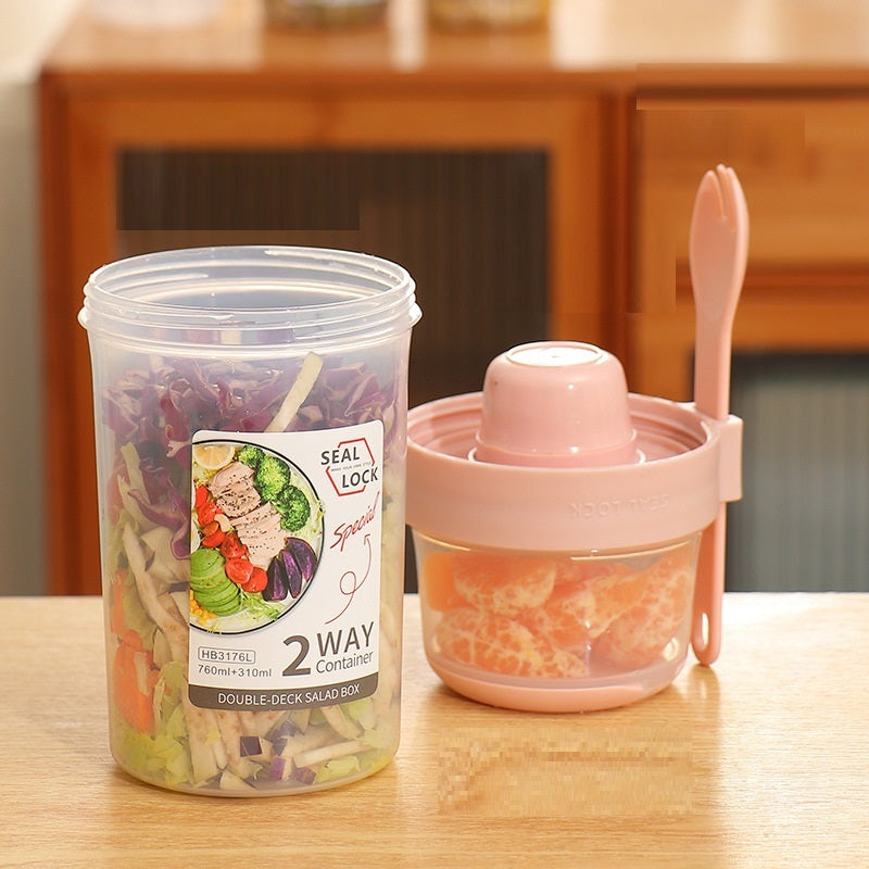 Portable Breakfast Oatmeal Cereal Nut Yogurt Salad Cup Container Set With Fork Sauce Cup Lid Bento Food Bowl Kitchen Lunch Box – Image 6