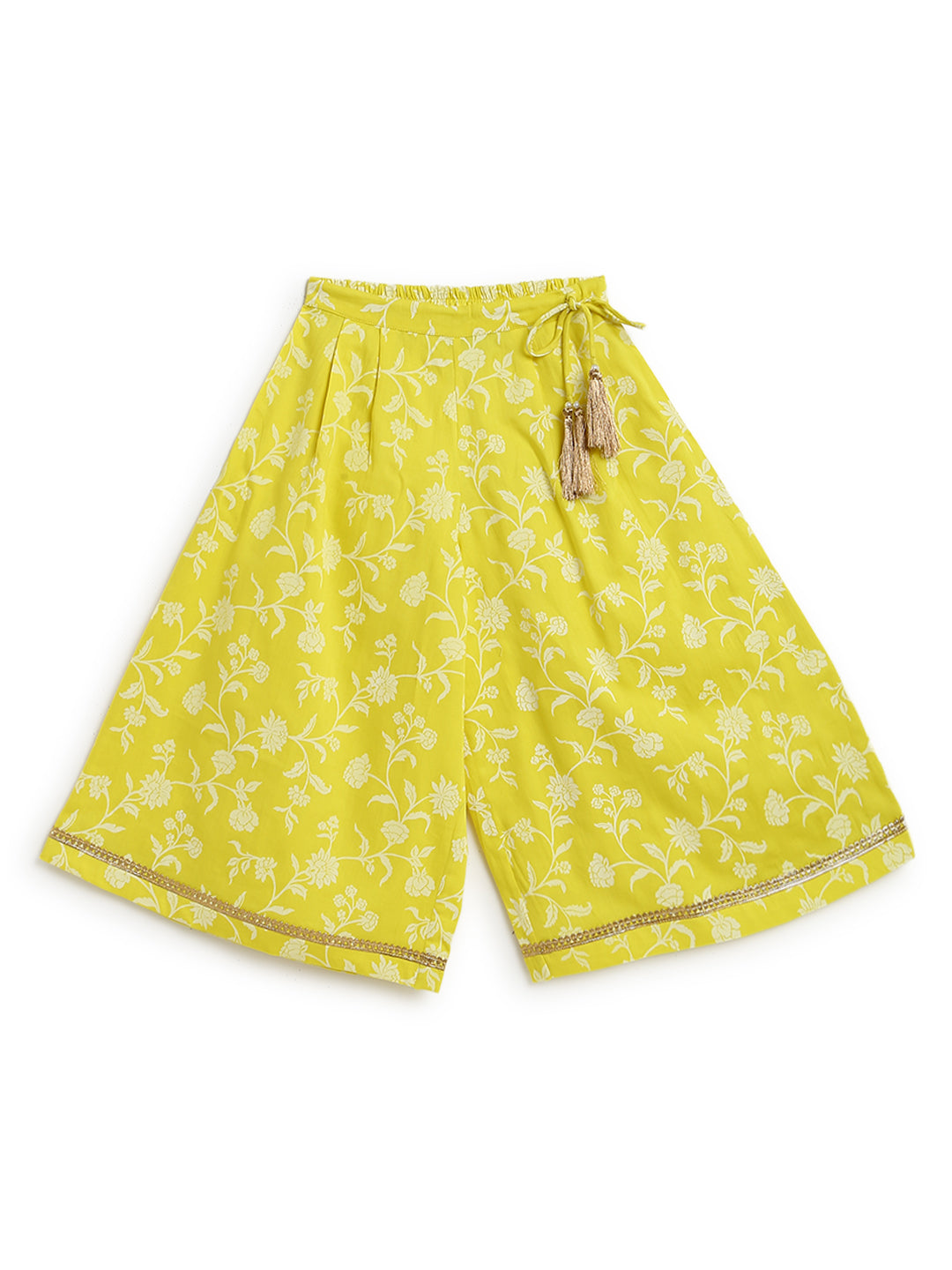 Girl Ethnic Co-ord Set Embroidered- Yellow
