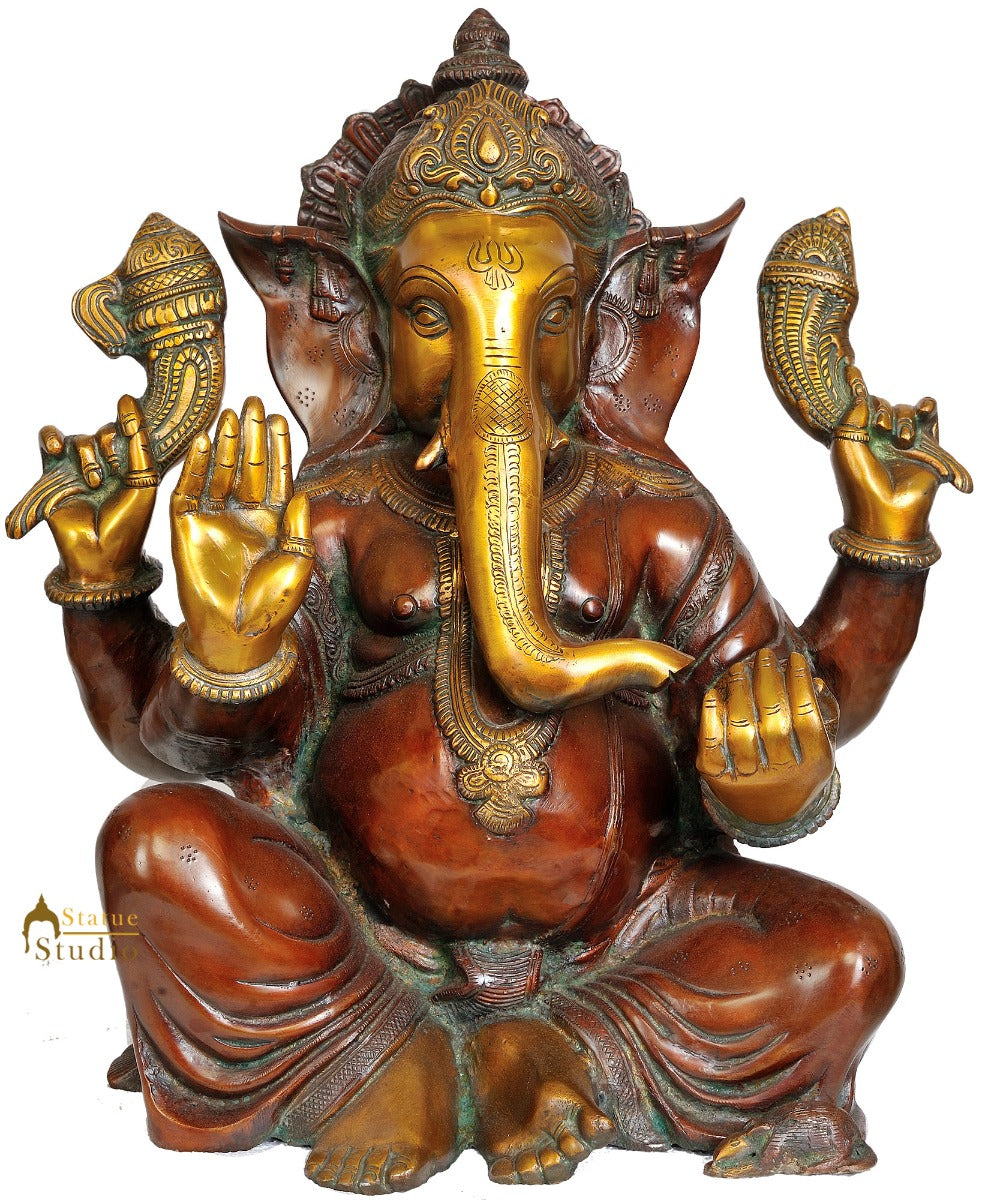 Large Statue Of Hindu Deity Ganpati For Home Office Temple And Gifting 17.5" - Image 2