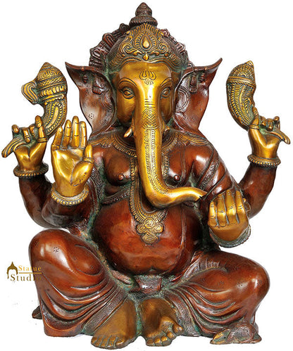 Large Statue Of Hindu Deity Ganpati For Home Office Temple And Gifting 17.5" by vendor-unknown - Hindu Gods