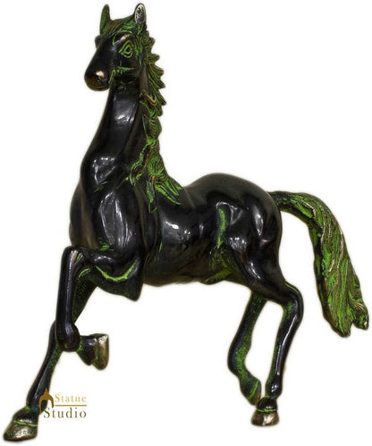 Brass Horse showpiece statue hand carved figurine home décor 10" by vendor-unknown - Decor (View 2)