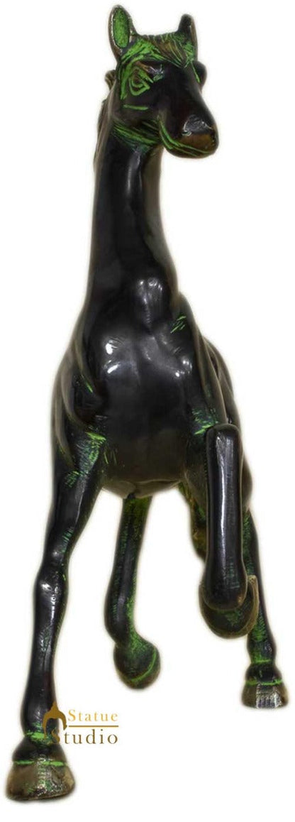 Brass Horse showpiece statue hand carved figurine home décor 10" by vendor-unknown - Decor (View 4)