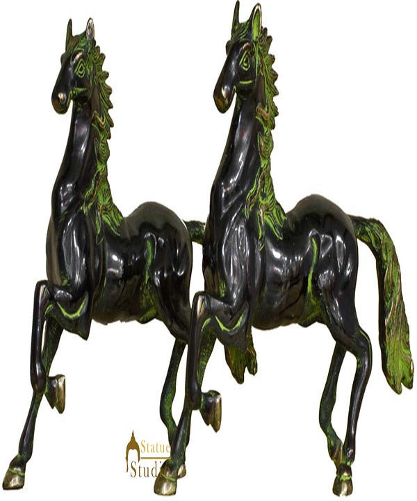 Brass Horse pair showpiece statue hand carved figurine home décor 10"