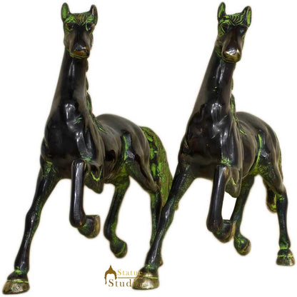 Brass Horse pair showpiece statue hand carved figurine home décor 10" by vendor-unknown - Decor (View 3)