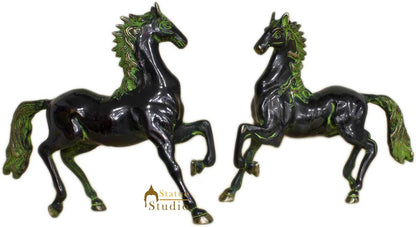 Brass Horse pair showpiece statue hand carved figurine home décor 10" by vendor-unknown - Decor (View 4)
