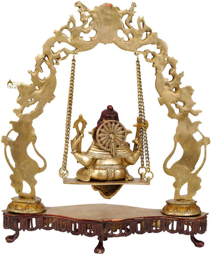 Hindu Deity Shri Ganesha On Swing Decorative Fancy Arch And Base For Gifting 18" by vendor-unknown - Hindu Gods (View 3)