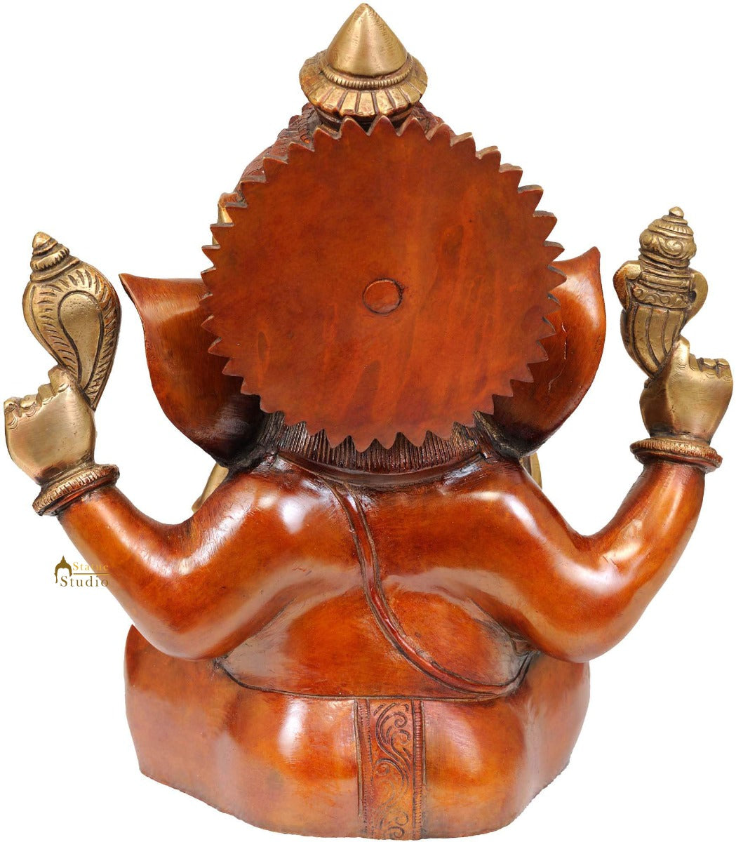 Lord Ganesha Large Ears Metal Figure For Birthday Wedding Corporate Gifting 12" - Image 3