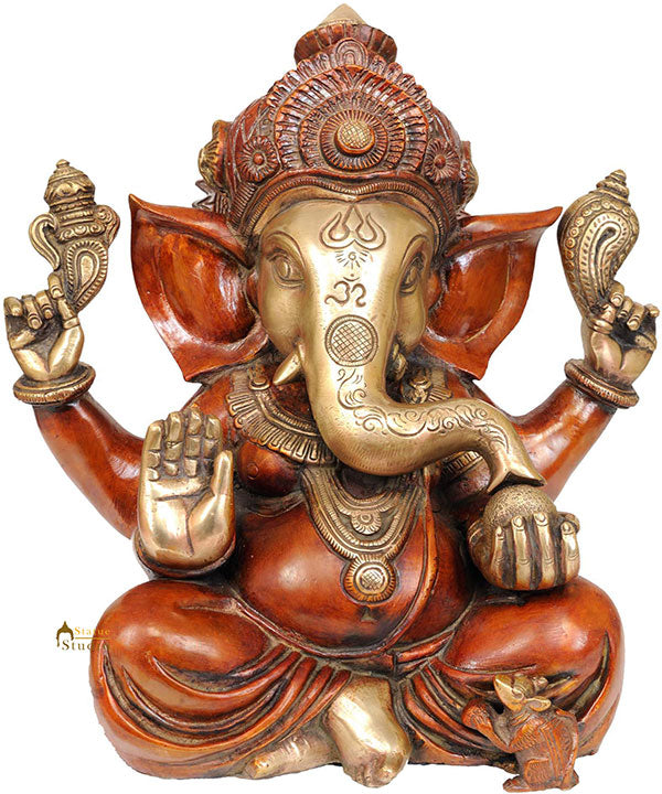 Lord Ganesha Large Ears Metal Figure For Birthday Wedding Corporate Gifting 12" - Eco-friendly - Sama Homes