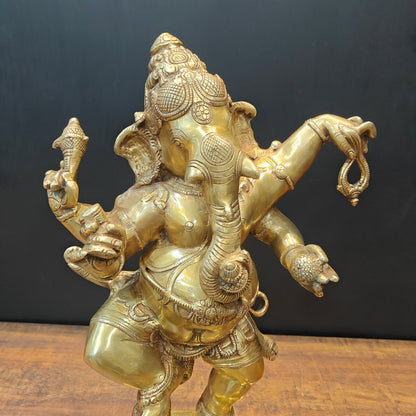 Brass Dancing Ganesha Idol With Base 22 Inches by vendor-unknown - Hindu Gods (View 2)