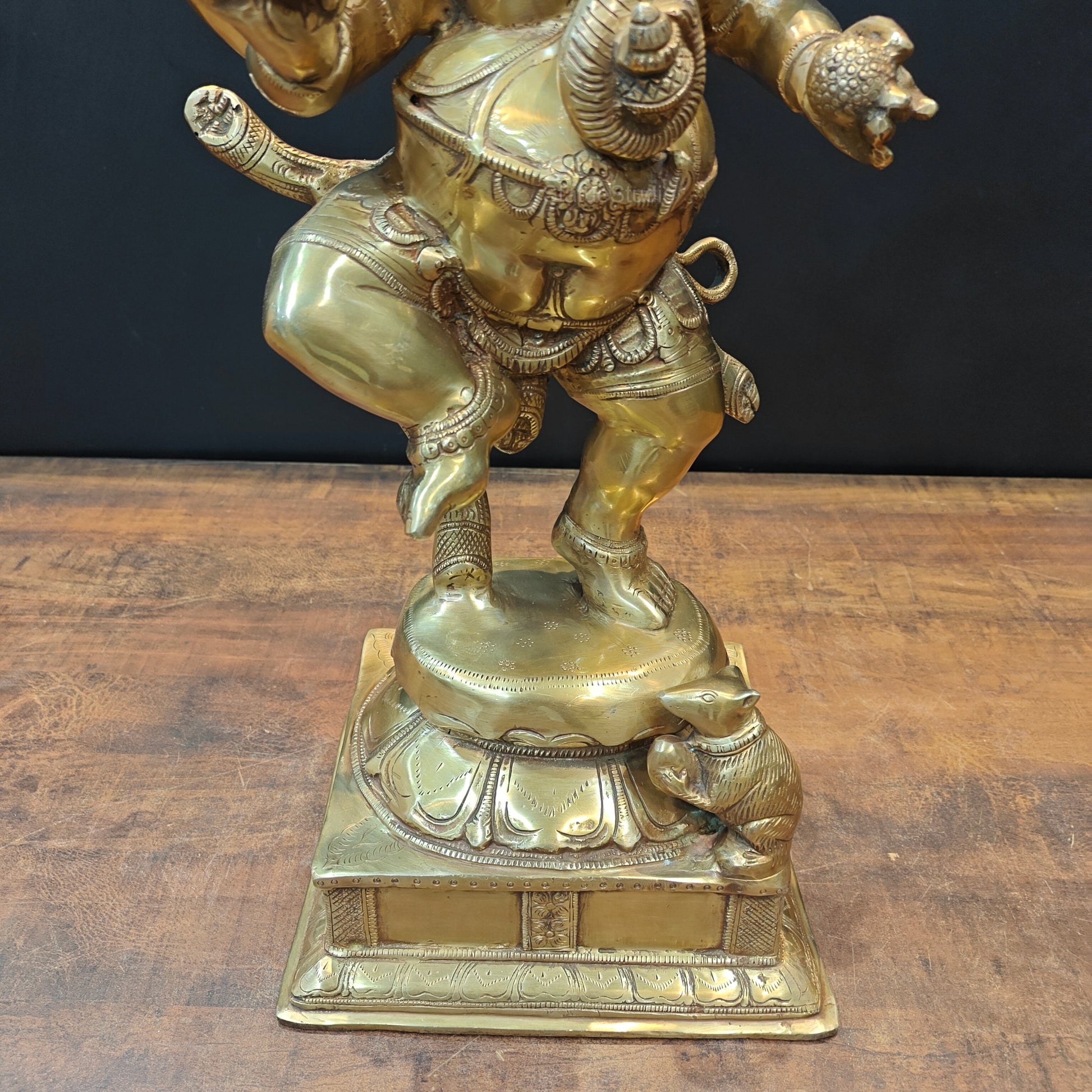 Brass Dancing Ganesha Idol With Base 22 Inches - Image 7