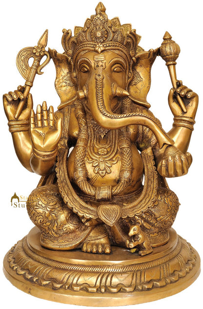 Hindu God Ganesha Pital Moorti For Birthday Anniversary Gifting With Base 16" by vendor-unknown - Hindu Gods (View 2)