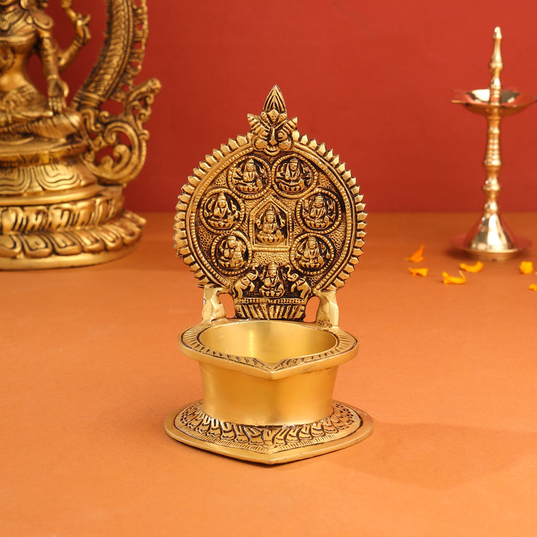 Brass Ashtalakshmi Diya (7 Inch) - Image 2