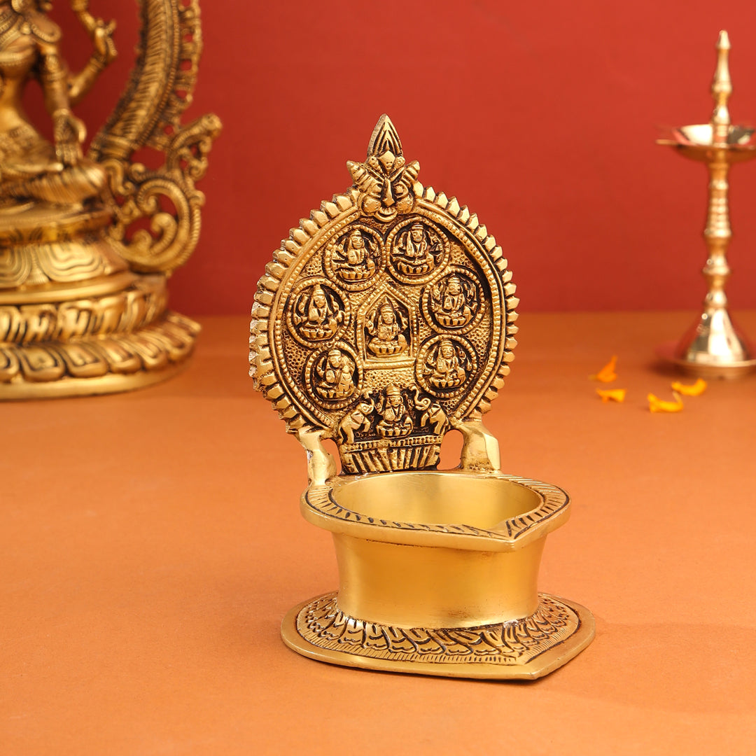 Brass Ashtalakshmi Diya (7 Inch) - Image 3
