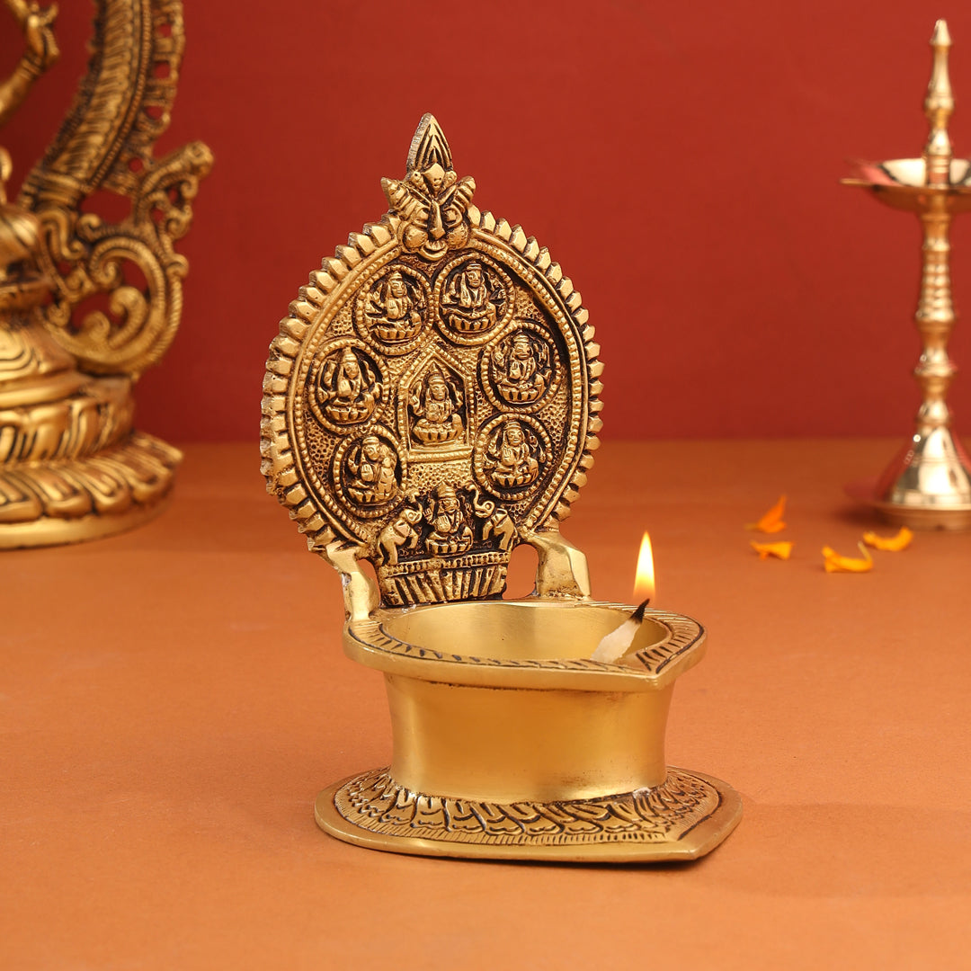 Brass Ashtalakshmi Diya (7 Inch) - Image 7