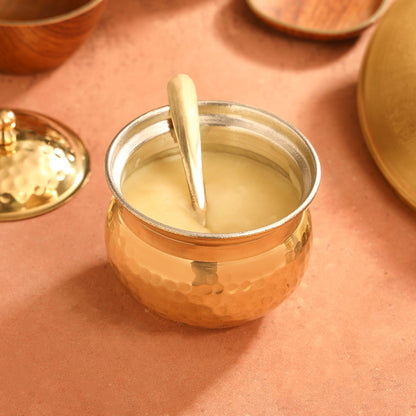 Hammered Kalai Brass Ghee Pot – 3.5 Inch | 250ml Traditional Indian Kitchenware by SAMA Homes - Ghee Pot (View 5)