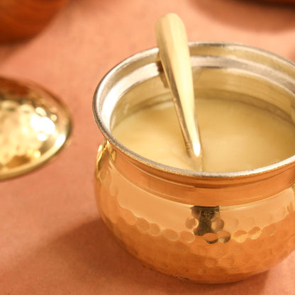 Hammered Kalai Brass Ghee Pot – 3.5 Inch | 250ml Traditional Indian Kitchenware by SAMA Homes - Ghee Pot (View 6)