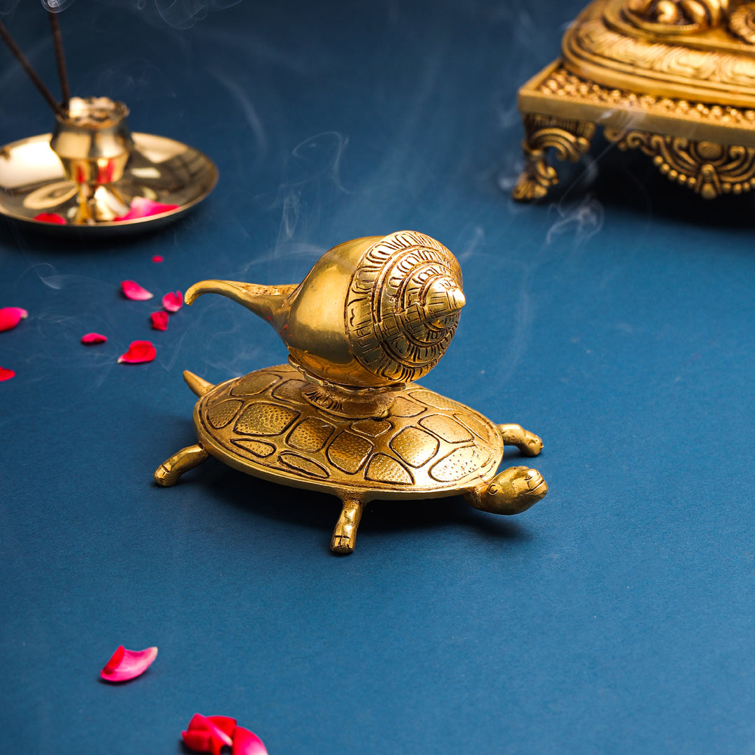Brass Conch On Tortoise (4.5 Inch) - Image 2