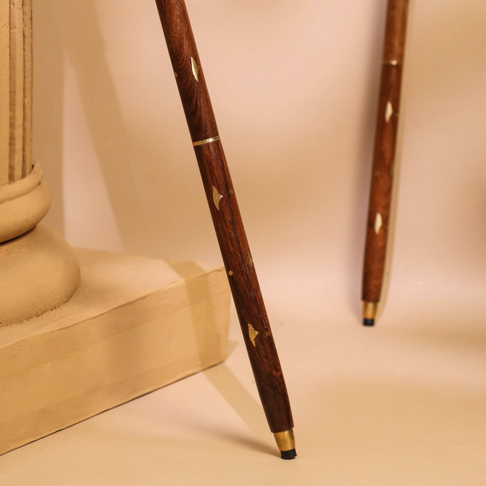 Brass Carving Wooden Walking Stick (38.5 Inch) - Image 5