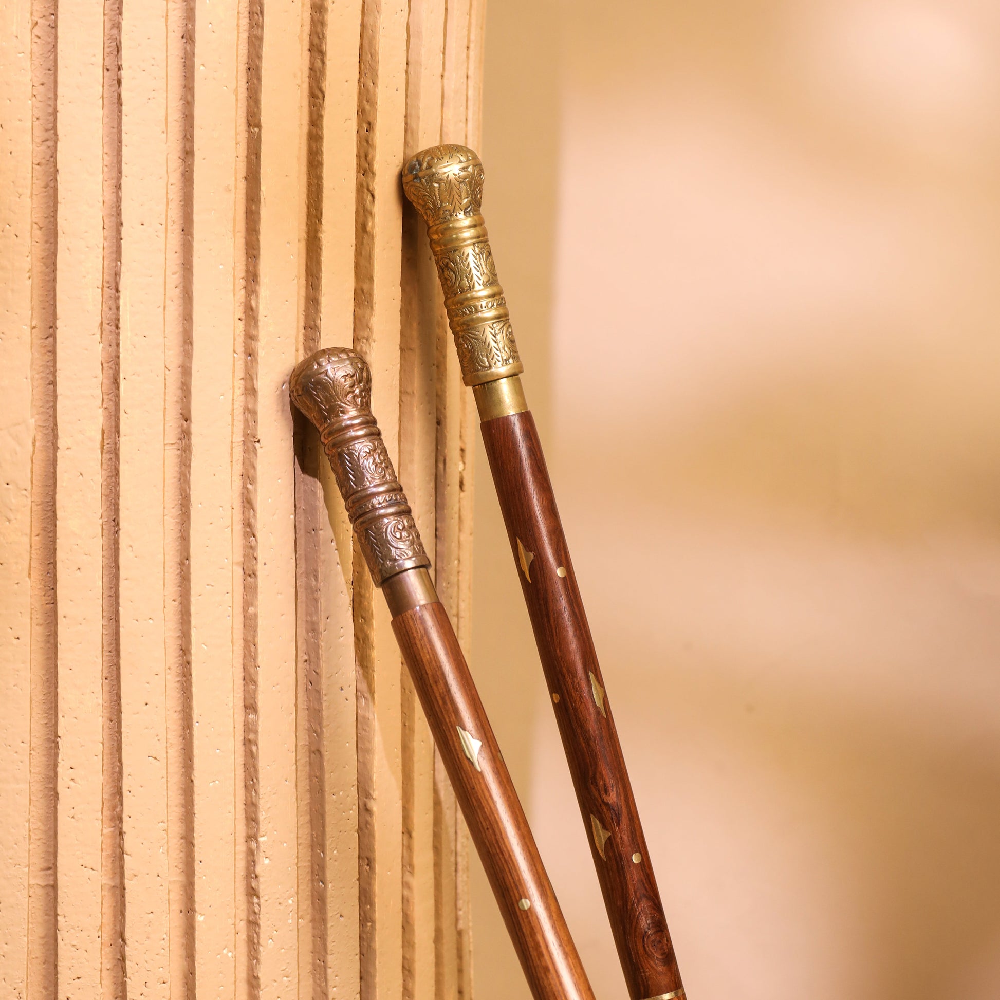 Brass Carving Wooden Walking Stick (38.5 Inch) - Image 6