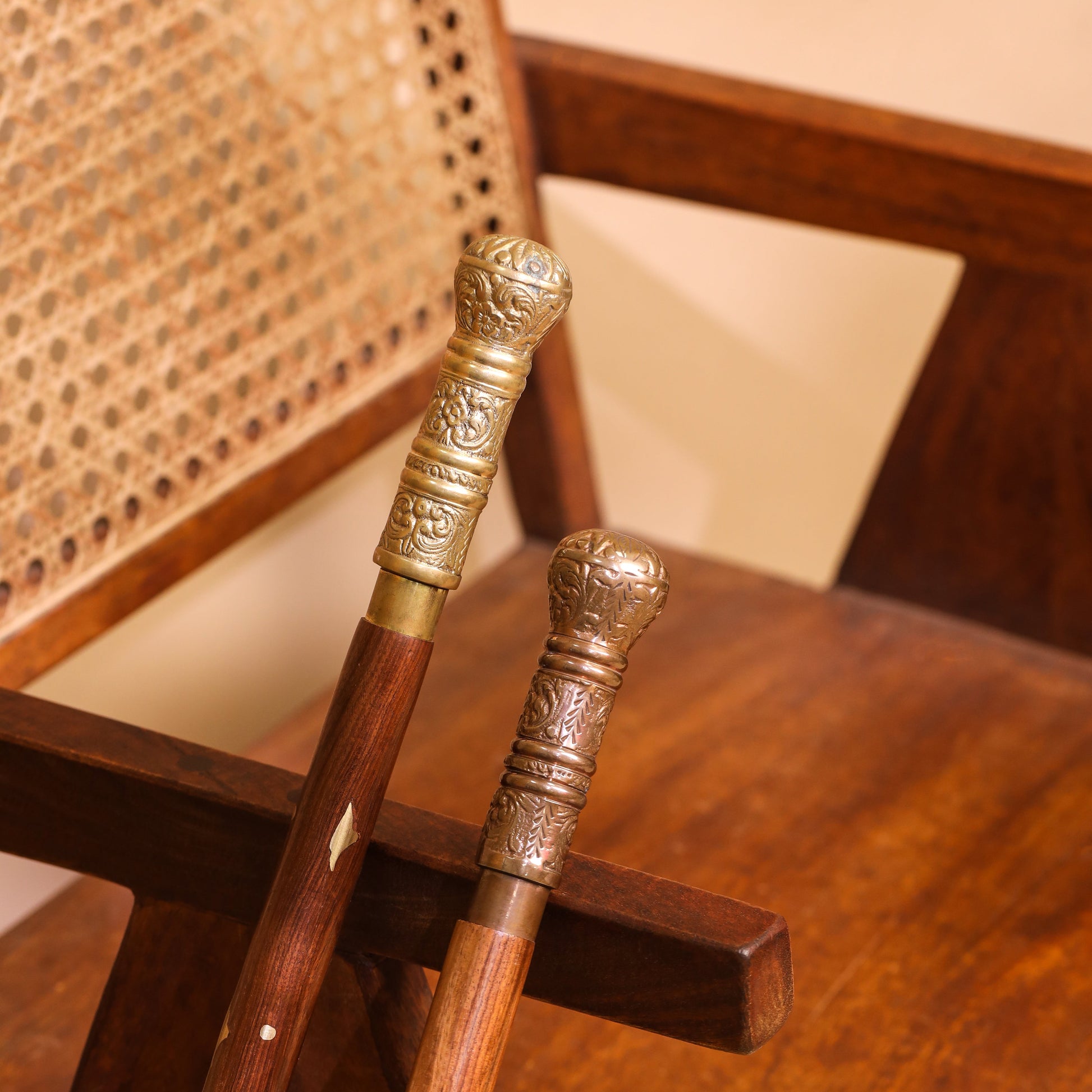 Brass Carving Wooden Walking Stick (38.5 Inch) - Image 7