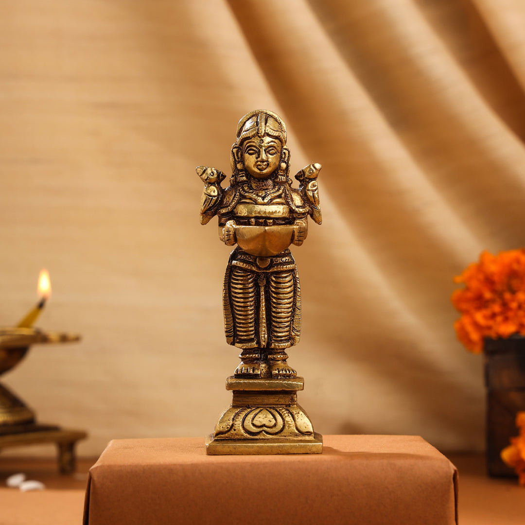 Brass Deep Lakshmi Pair (4.5 Inch) - Image 10