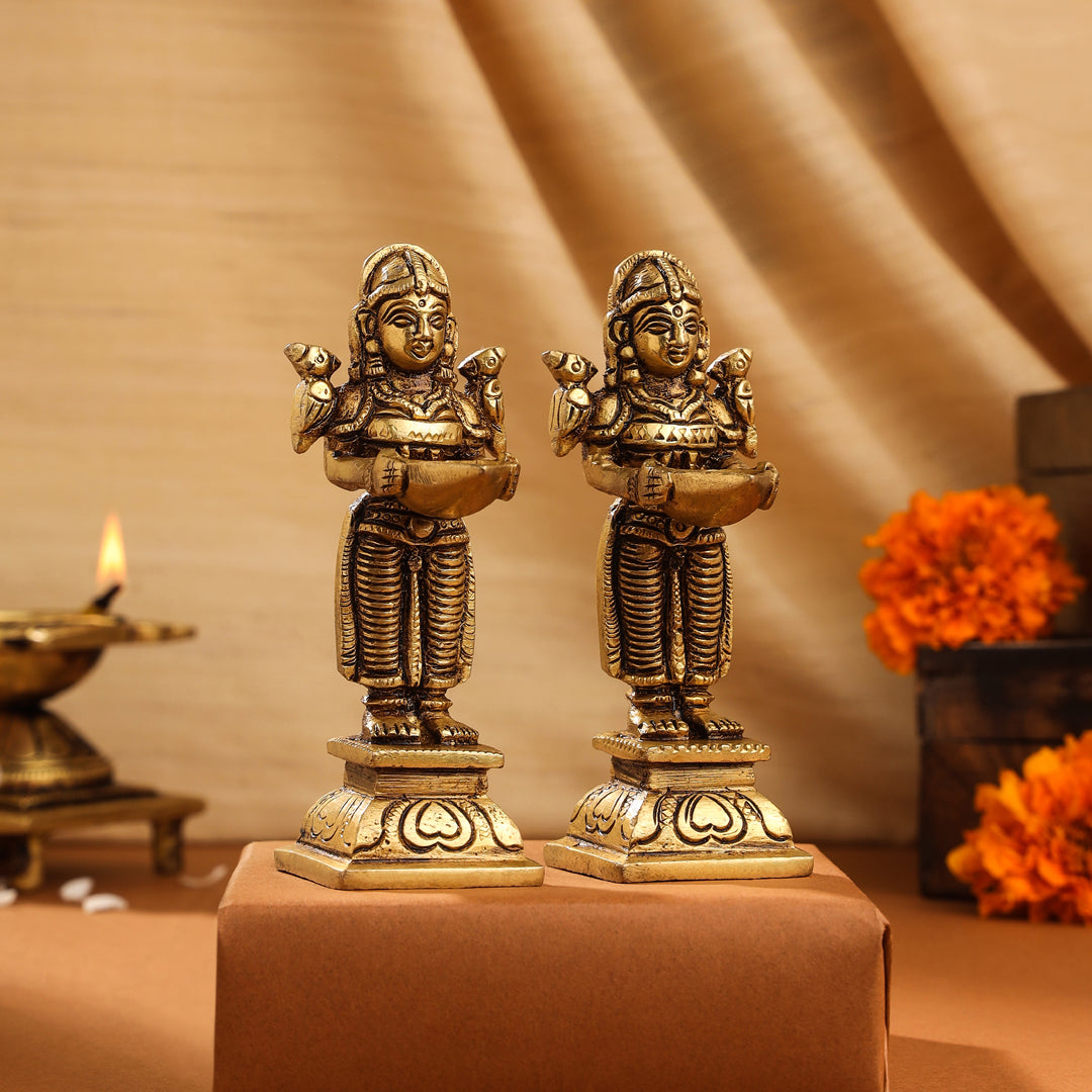 Brass Deep Lakshmi Pair (4.5 Inch) - Image 8