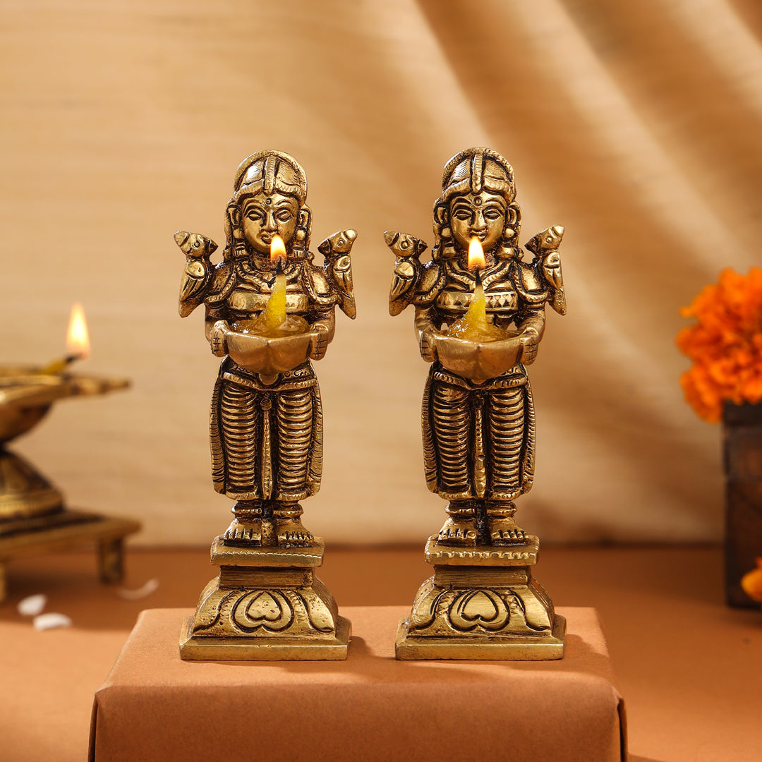 Brass Deep Lakshmi Pair (4.5 Inch) - Image 2