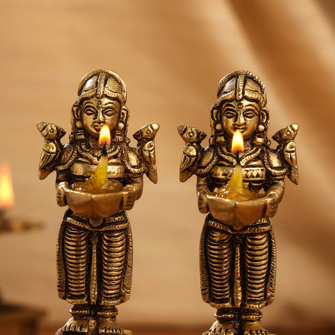 Brass Deep Lakshmi Pair (4.5 Inch) - Image 7