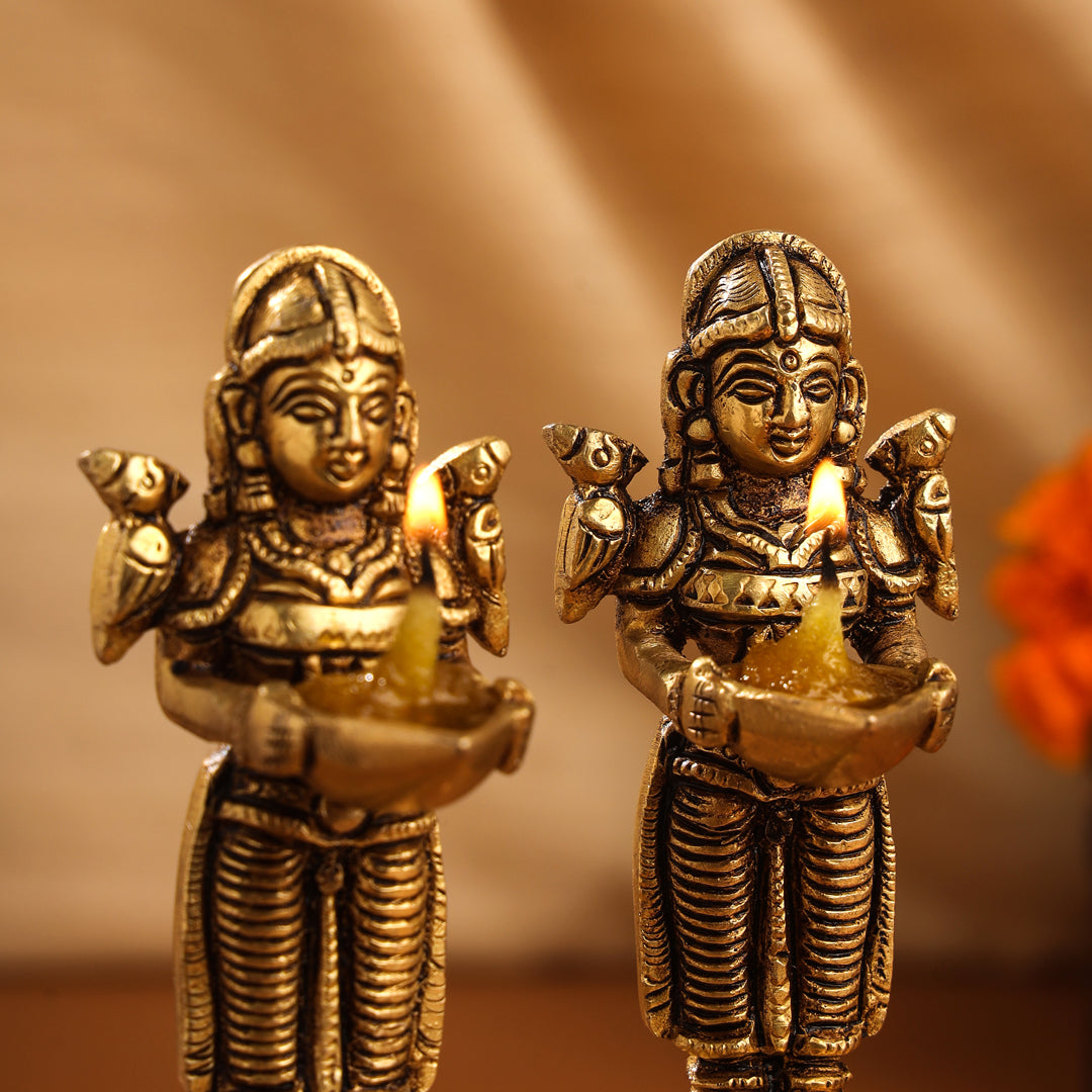 Brass Deep Lakshmi Pair (4.5 Inch) - Image 3