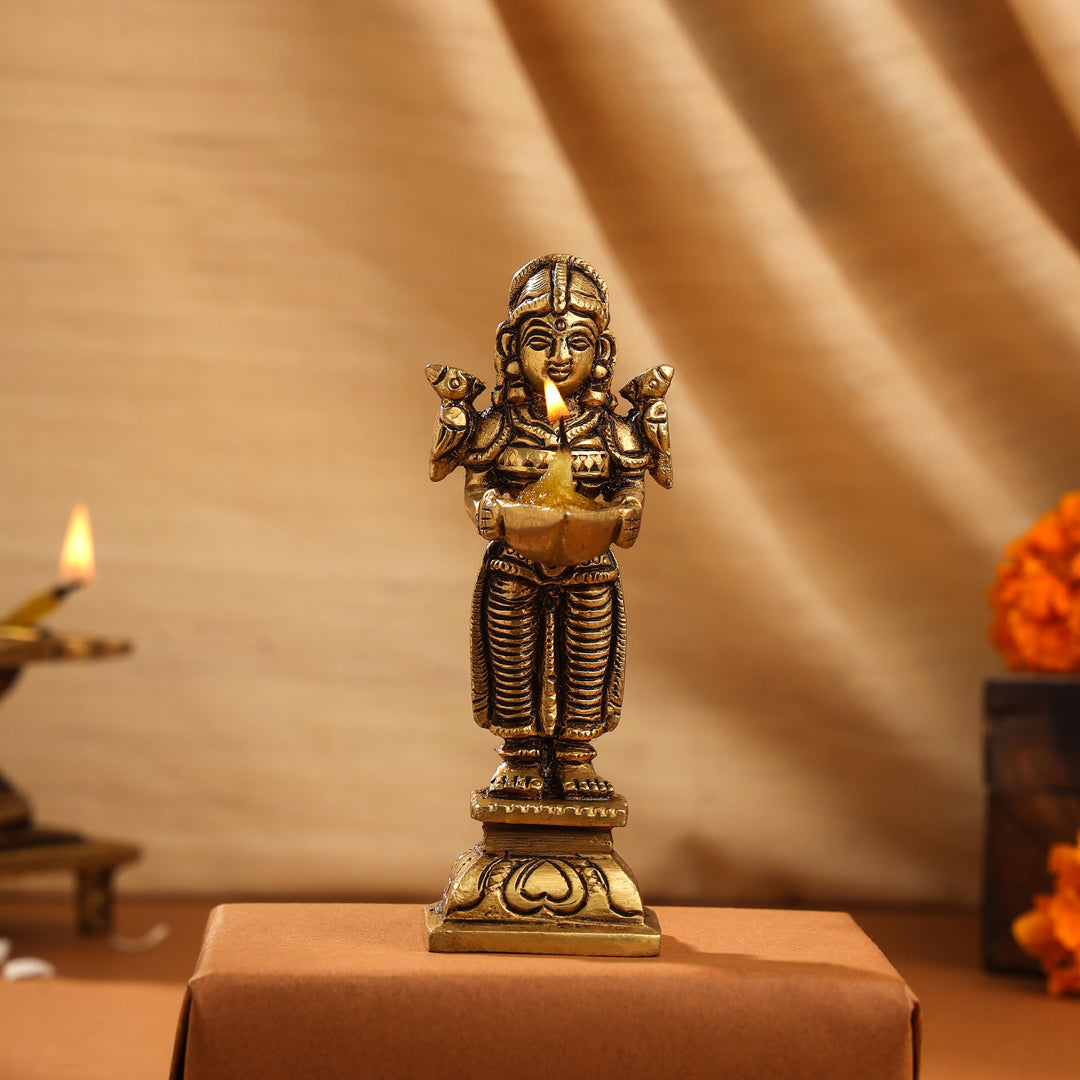 Brass Deep Lakshmi Pair (4.5 Inch) - Image 4