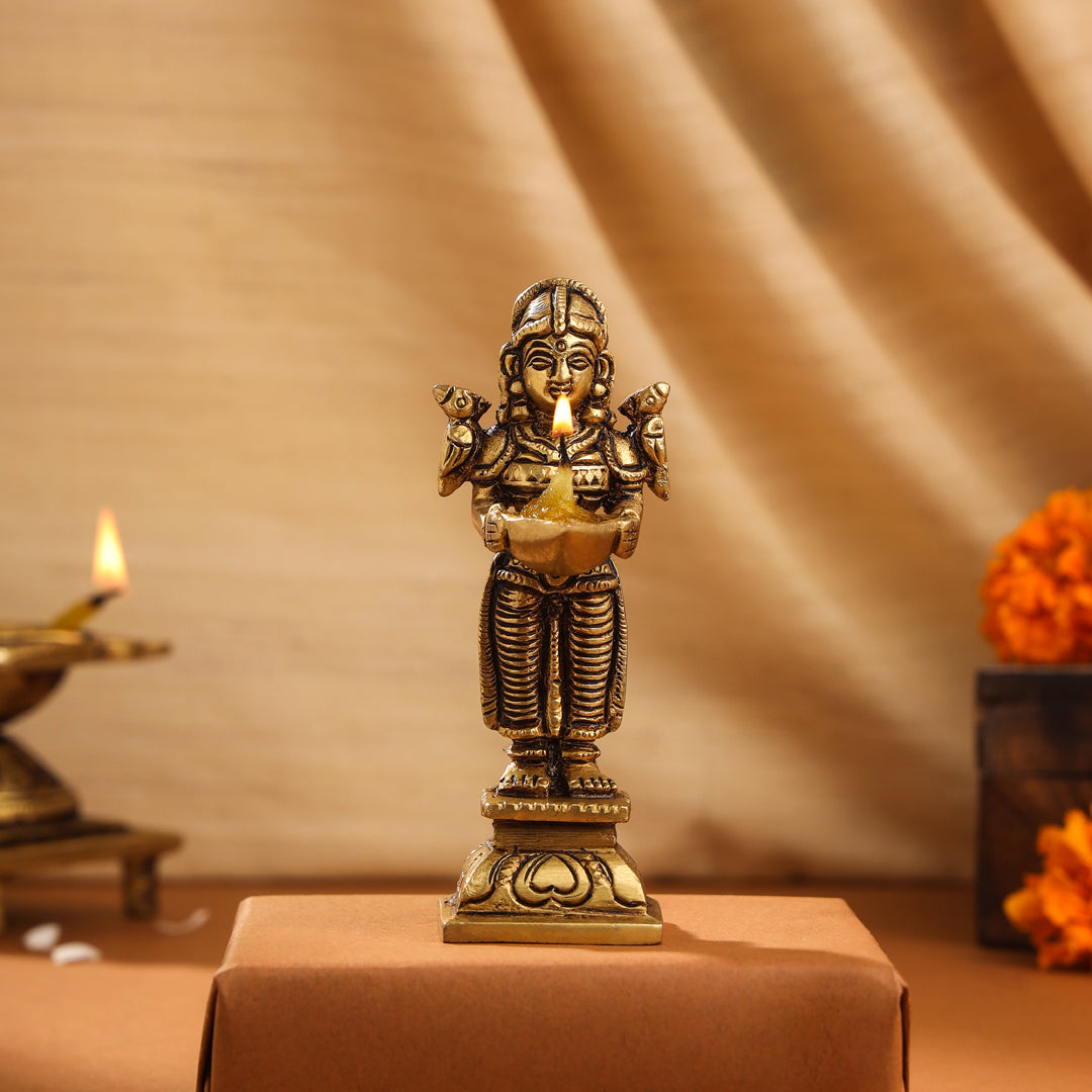 Brass Deep Lakshmi Pair (4.5 Inch) - Image 5