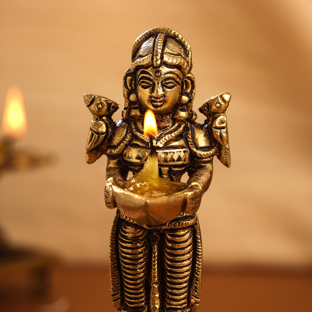 Brass Deep Lakshmi Pair (4.5 Inch) - Image 6