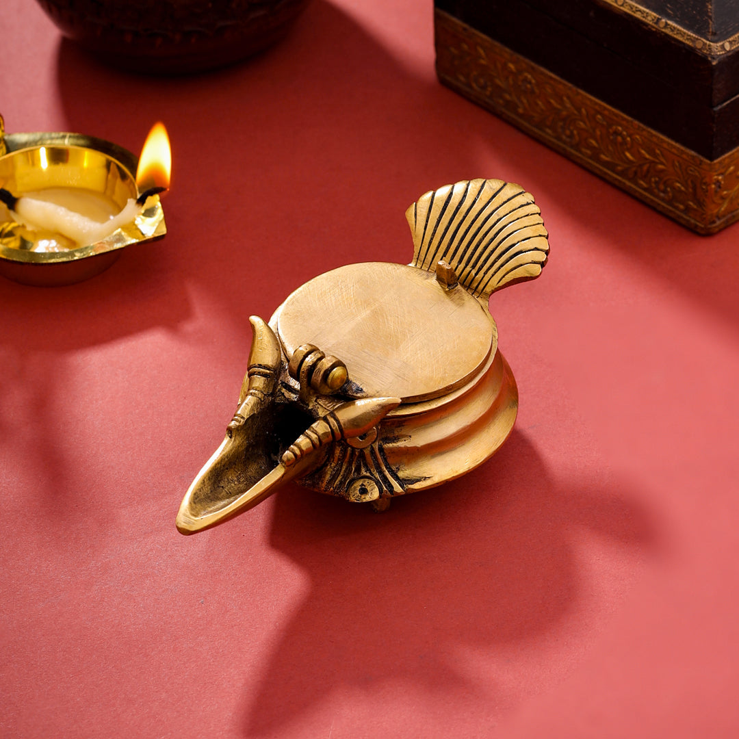 Brass Conch Diya (2 Inch) - Image 2