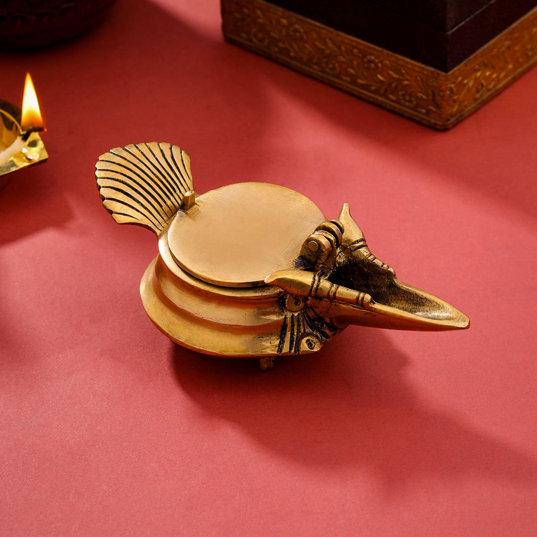 Brass Conch Diya (2 Inch) - Eco-friendly - Sama Homes