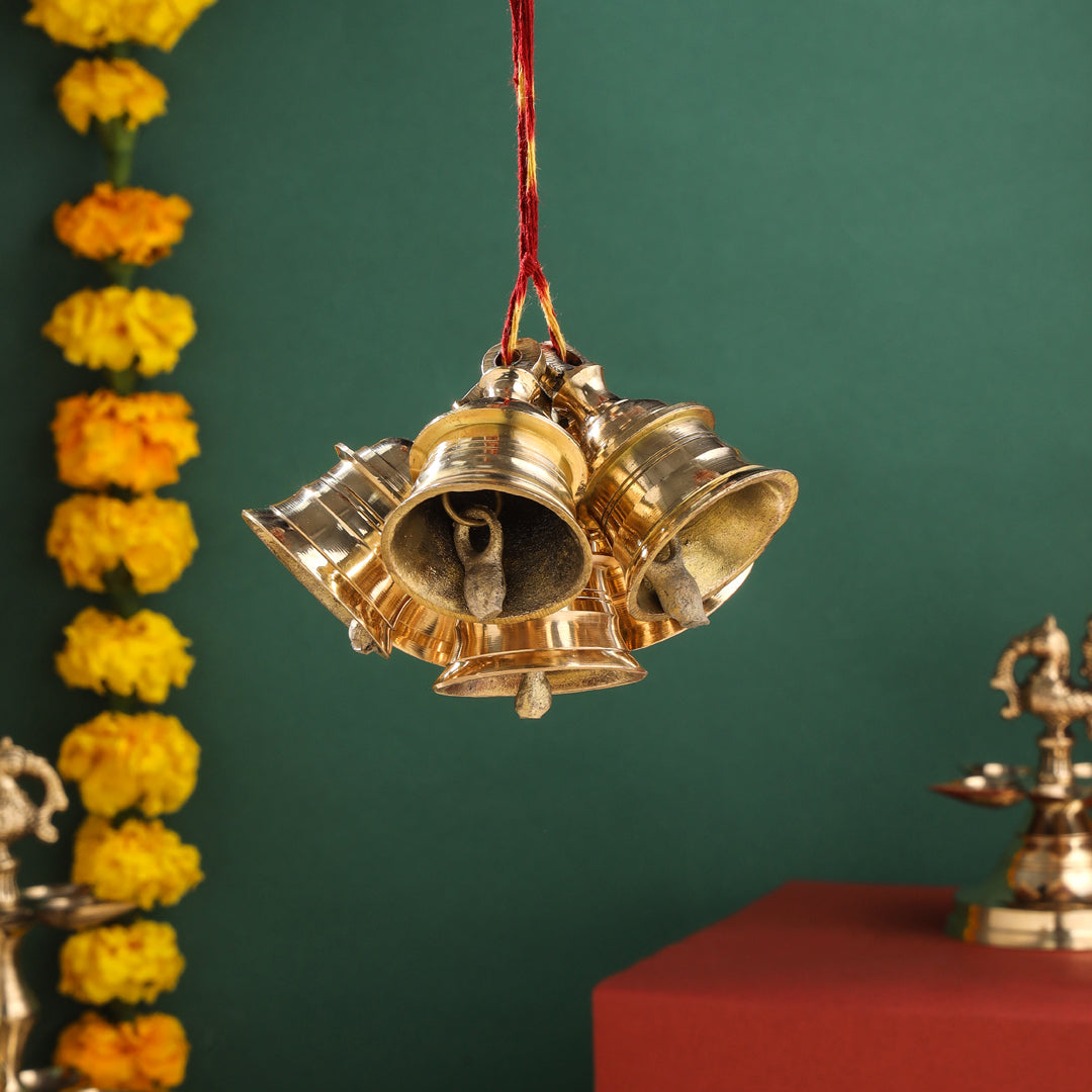 Brass Decorative Wall Hanging Bells Set (2.5 Inch)