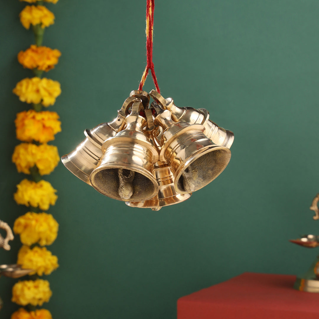 Brass Decorative Wall Hanging Bells Set (2.5 Inch) - Image 6