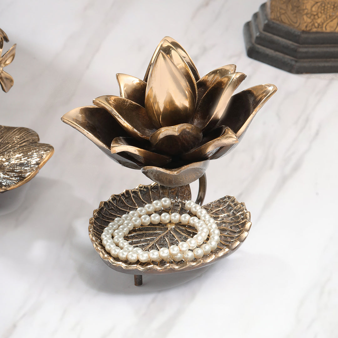 Brass Decorative Urli With Flower Showpiece - Eco-friendly - Sama Homes
