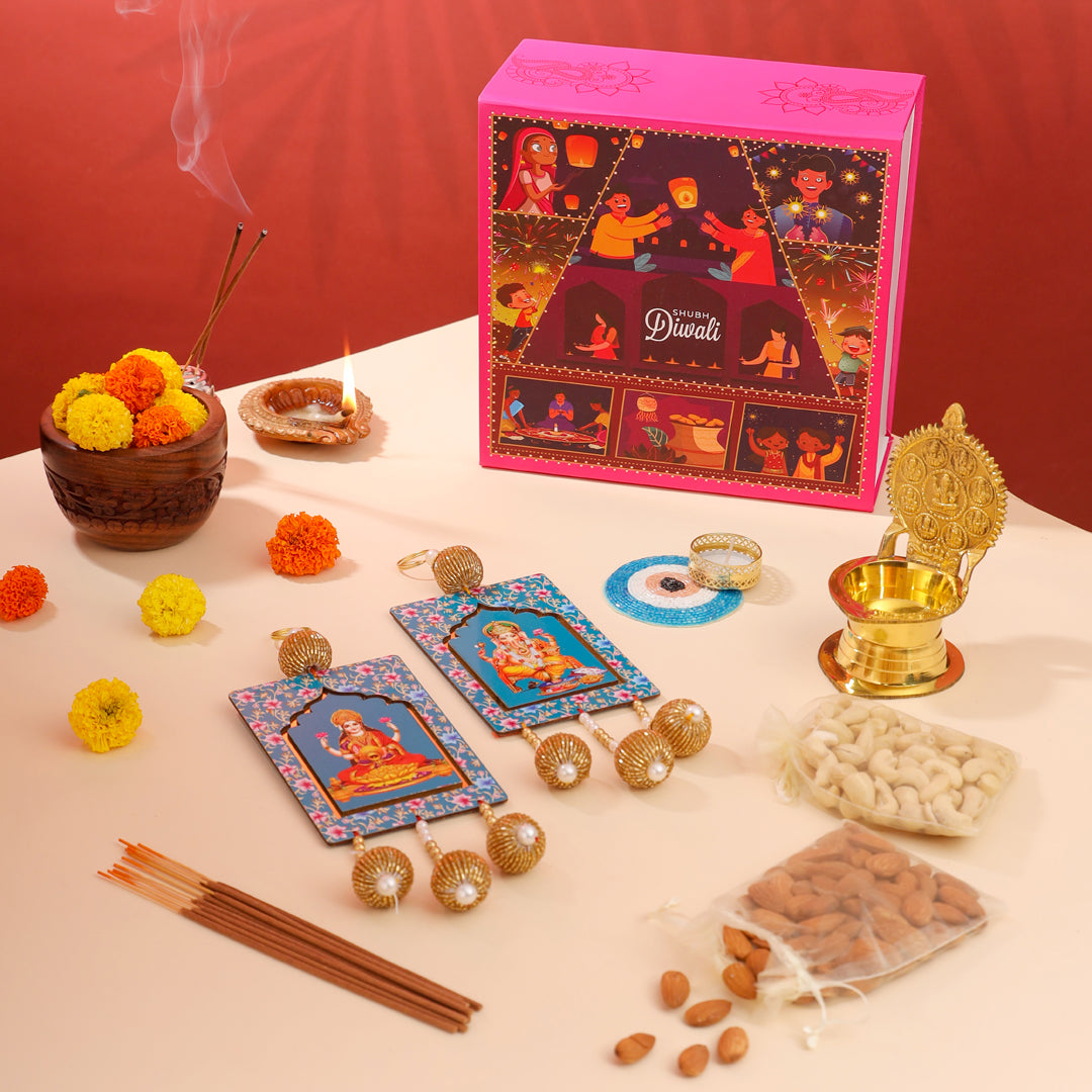 Brass Ashtalakshmi Diya Festive Gift Hamper - Eco-friendly - Sama Homes