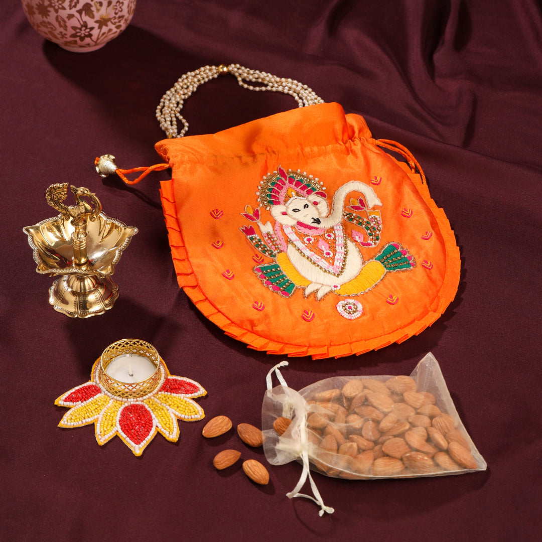 Brass Diya Ganesha Festive Potli/Hamper - Eco-friendly - Sama Homes
