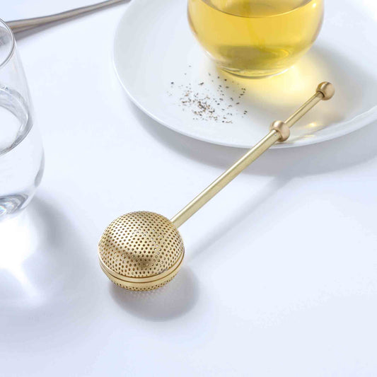 Brass Pump Tea Infuser – 7 Inch | Telescopic Loose Leaf Tea Strainer with Spring Handle – Sama Homes