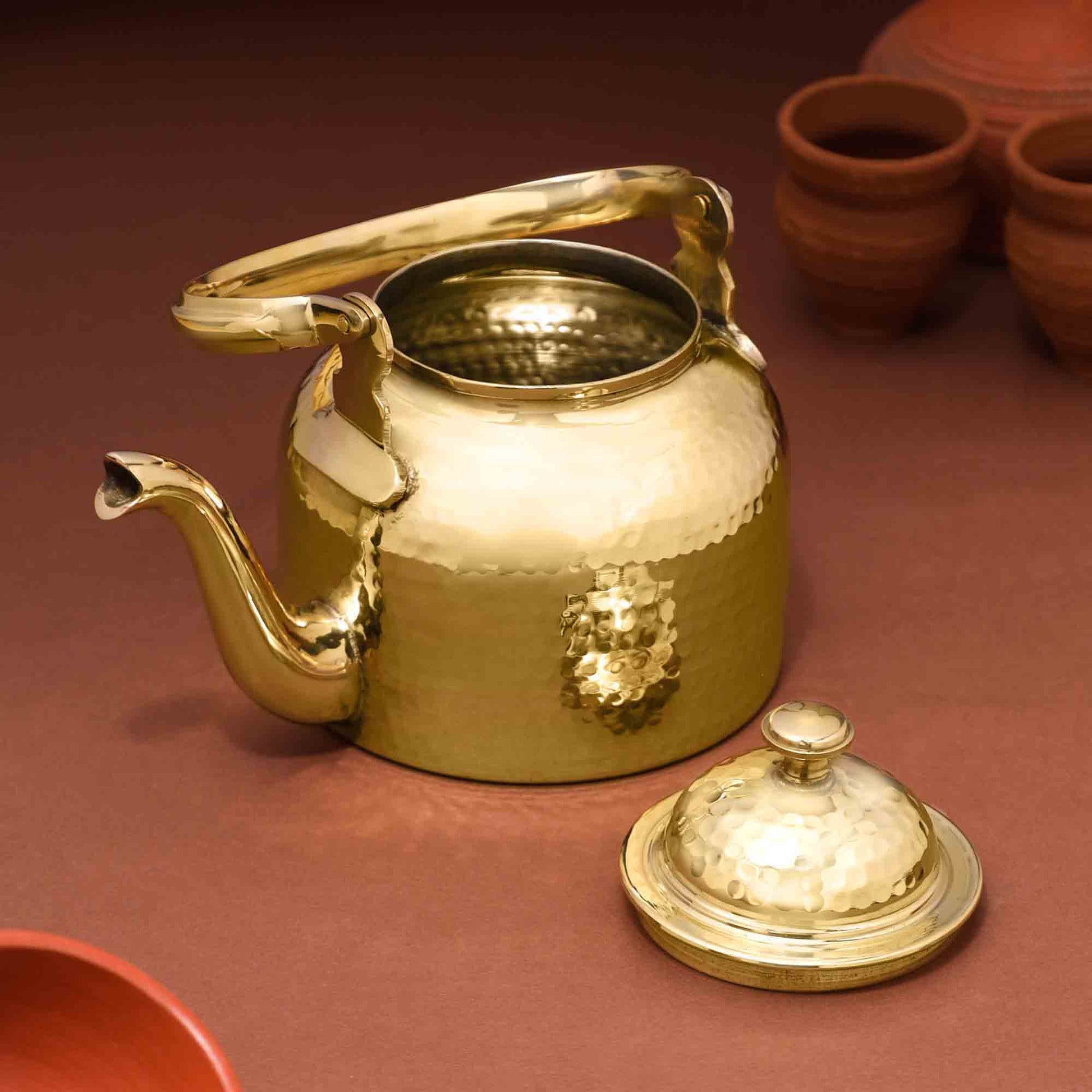 Handcrafted Brass Tea Pot / Kettle – Traditional Indian Teapot | Available in Two Sizes | Authentic Handmade Kitchenware – Image 3 - Image 3