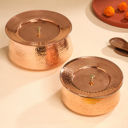 Handcrafted Copper Handi with Lid – Sustainable Indian Cookware | Sama Homes by SAMA Homes - Handi