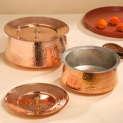 Handcrafted Copper Handi with Lid – Sustainable Indian Cookware | Sama Homes by SAMA Homes - Handi (View 3)